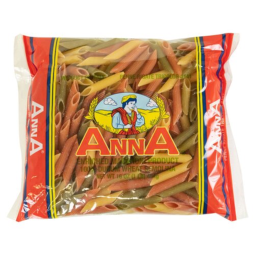 Anna Penne Rigate Tricolor #141 Pasta, 16 oz