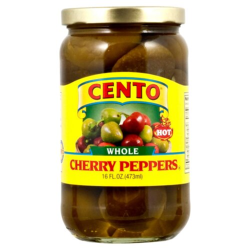 Cento Hot Whole Cherry Peppers, 16 fl oz