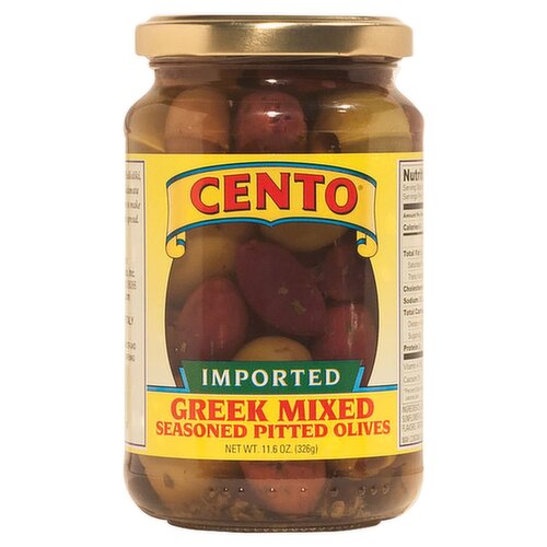 Cento Imported Greek Mixed Seasoned Pitted Olives, 11.6 oz