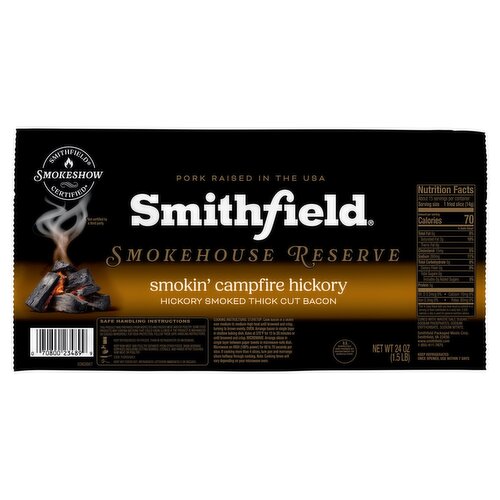 Smithfield Smokehouse Reserve Smokin' Campfire Hickory Smoked Thick Cut Bacon, 24 oz