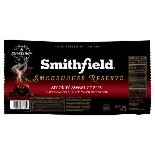 Smithfield Smokehouse Reserve Smokin' Sweet Cherrywood Smoked Thick Cut Bacon, 24 oz