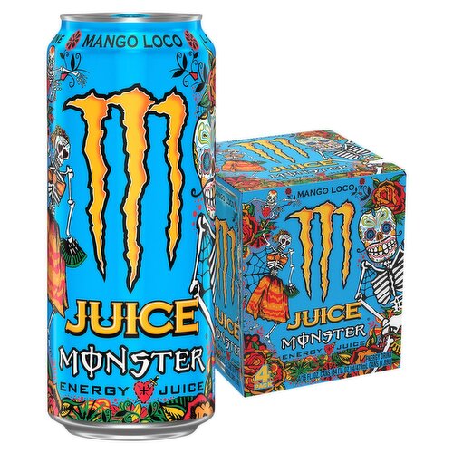 Juice Monster Mango Loco Energy Drink, 16 fl oz, 4 count