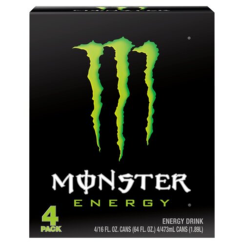 Monster Energy Green, Green, 16 oz. (Pack of 4)