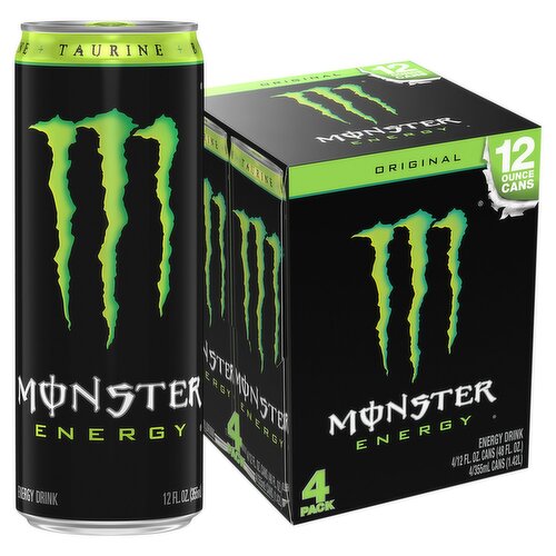 Monster Energy Original Energy Drink, 12 fl oz, 4 count