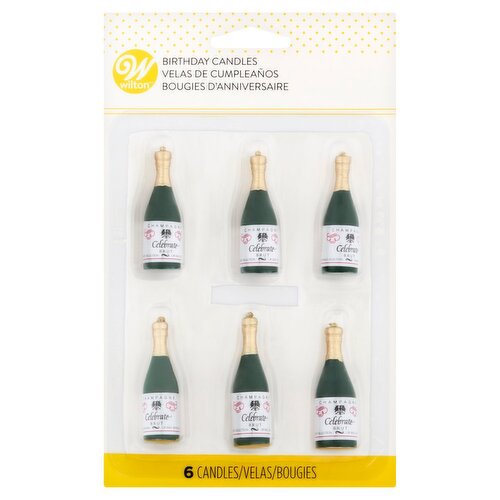 Wilton Champagne Birthday Candles, 6 count