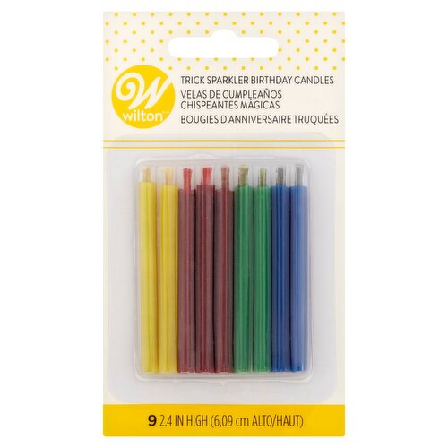 Wilton 2.4 in High Trick Sparkler Birthday Candles, 9 count