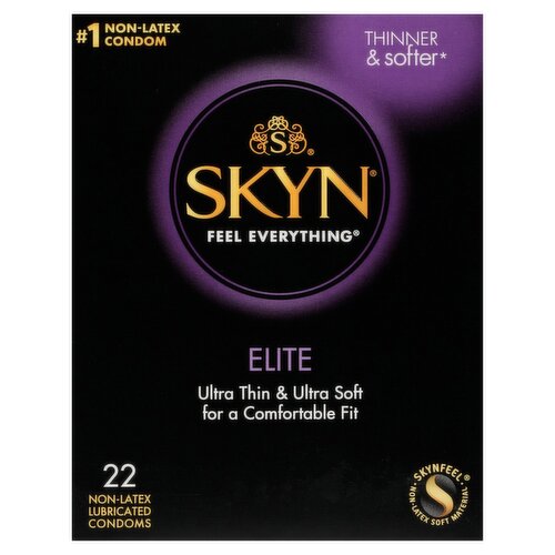 Skyn Elite Non-Latex Lubricated Condoms, 22 count