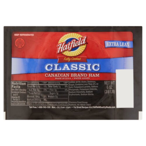 Hatfield Extra Lean Classic Canadian Brand Ham, 6 oz