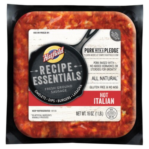 Hatfield Recipe Essentials Hot Italian Fresh Ground Sausage, 16 oz
