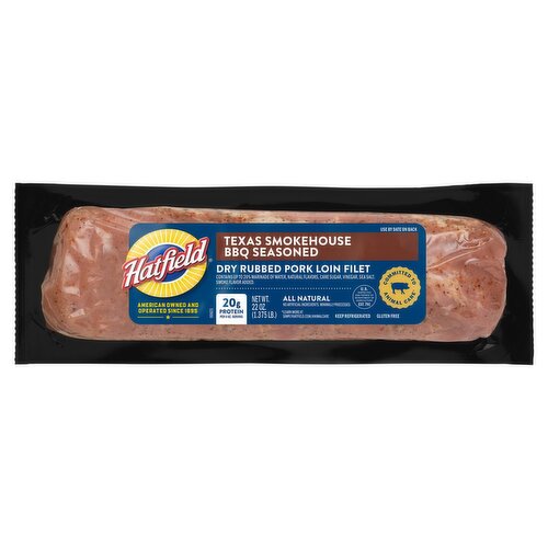 Hatfield Texas Smokedhouse BBQ Seasoned Dry Rubbed Pork Loin Filet, 22 oz