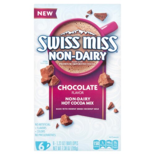 Swiss Miss Non-Dairy Chocolate Flavor Hot Cocoa Mix, 1.23 oz, 6 count