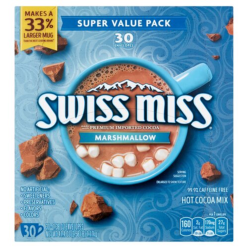 Swiss Miss Marshmallow Hot Cocoa Mix Super Value Pack, 1.38 oz, 30 count