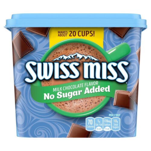 Swiss Miss Milk Chocolate Flavor No Sugar Added Hot Cocoa Mix, 13 oz