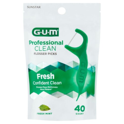 Sunstar GUM Fresh Mint Professional Clean Flosser Picks, 40 count