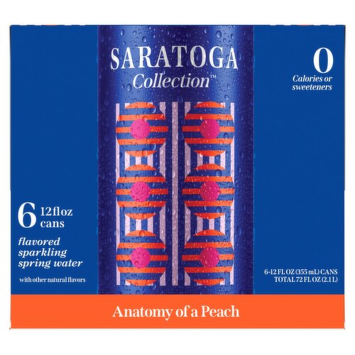 Saratoga Collection Anatomy of a Peach Flavored Sparkling Spring Water, 12 fl oz, 6 count