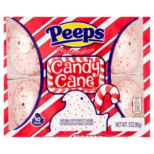 Peeps Candy Cane Flavored Marshmallow, 10 count, 3 oz