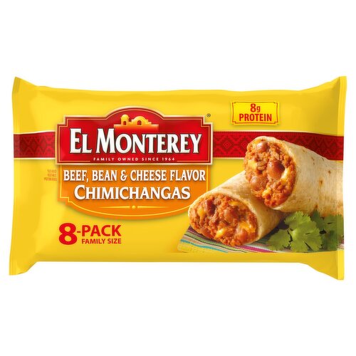 El Monterey Beef, Bean & Cheese Flavor Chimichangas Family Size, 8 count, 30.4 oz