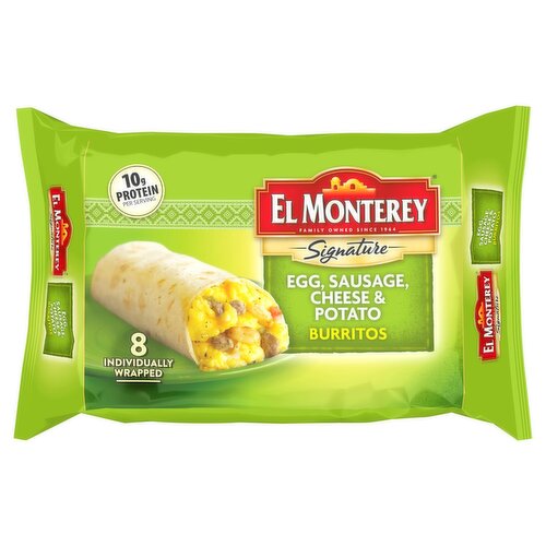 El Monterey Signature Egg, Sausage, Cheese & Potato Burritos, 8 count, 36 oz