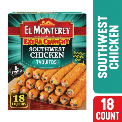 El Monterey Extra Crunchy Southwest Chicken Taquitos, 18 count, 20.7 oz