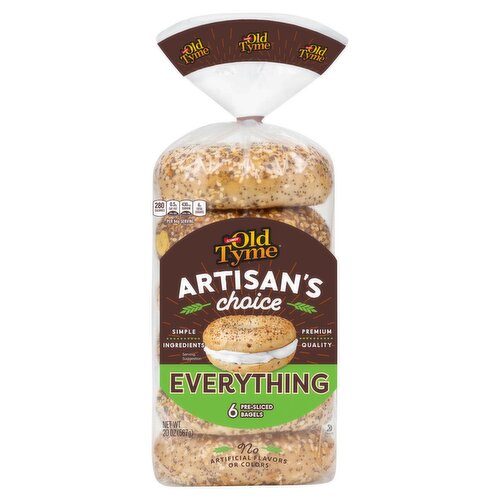Schmidt Old Tyme Artisan's Choice Everything Pre-Sliced Bagels, 6 count, 20 oz