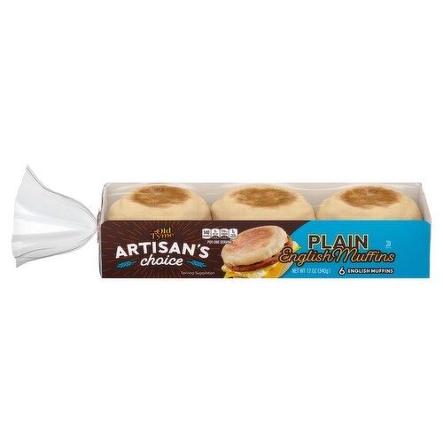 Schmidt Old Tyme Artisan's Choice Plain English Muffins, 6 count, 12 oz