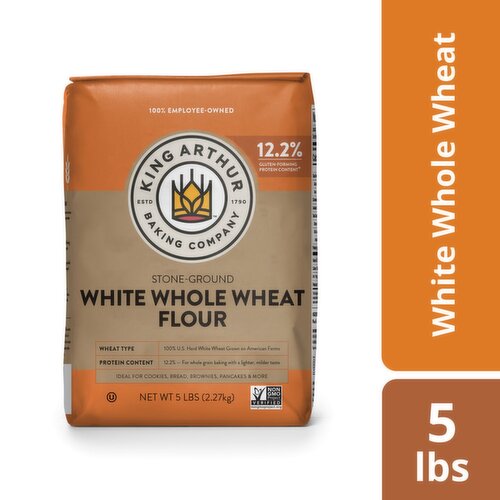 King Arthur Baking Company Stone-Ground White Whole Wheat Flour, 5 Lbs