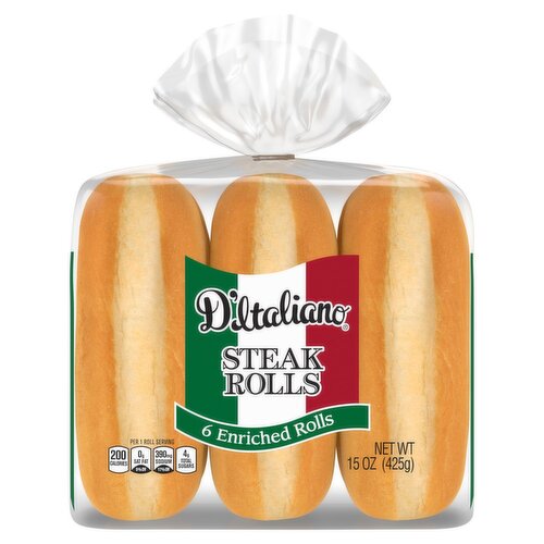 D'Italiano Steak Enriched Rolls, 6 count, 15 oz