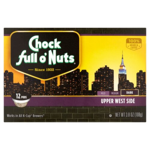 Chock full o'Nuts Upper West Side Coffee K-Cup Pods, 12 count, 3.8 oz