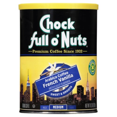 Chock Full o'Nuts French Vanilla Medium Roast Arabica Ground Coffee, 10.2 oz