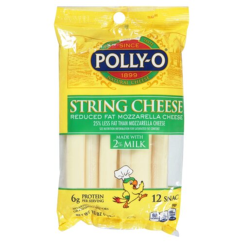 Polly-O Reduced Fat Mozzarella String Cheese, 12 count, 10 oz