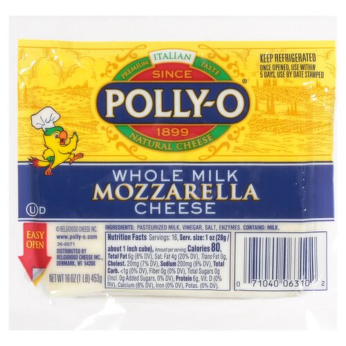 Polly-O Whole Milk Mozzarella Cheese, 16 oz