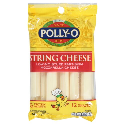 Polly-O Low-Moisture Part-Skim Mozzarella String Cheese, 12 count, 12 oz