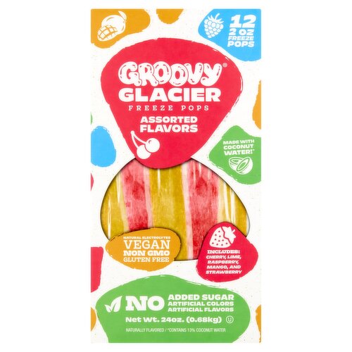Groovy Glacier Assorted Flavors Freeze Pops, 2 oz, 12 count