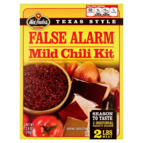 Wick Fowler's Famous False Alarm Texas Style Mild Chili Kit, 5 count, 2.8 oz