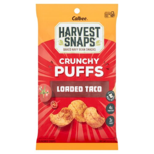 Calbee Harvest Snaps Loaded Taco Crunchy Puffs Flavored Crisps, 4.2 oz