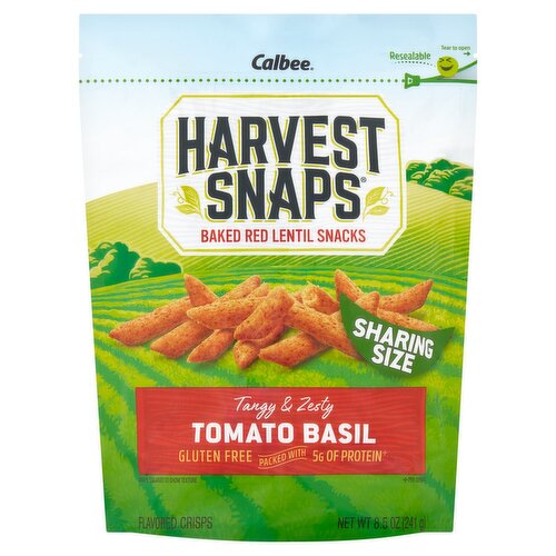 Calbee Harvest Snaps Tangy & Zesty Tomato Basil Flavored Crisps Sharing Size, 8.5 oz