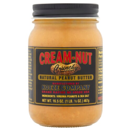 Cream-Nut Crunchy Natural Peanut Butter, 16.5 oz