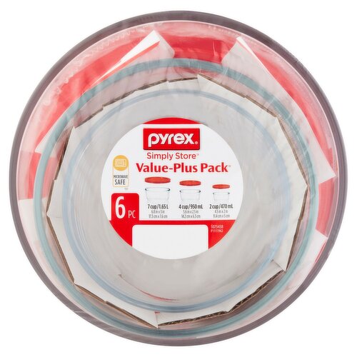 Pyrex Simply Store Glass Storage Value-Plus Pack, 6 count