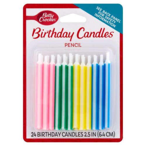 Betty Crocker 2.5 in Pencil Birthday Candles, 24 count