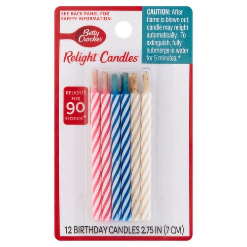 Betty Crocker Relight Birthday Candles 2.75 in, 12 count