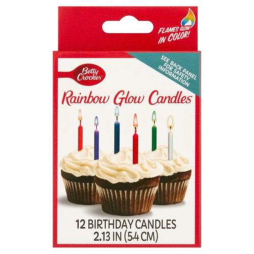 Betty Crocker Rainbow Glow Birthday Candles, 12 count