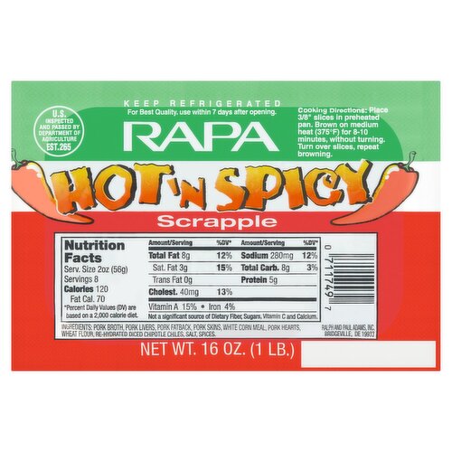 RAPA Scrapple Hot'n Spicy Scrapple, 16 oz