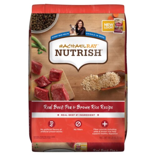 Rachael Ray Nutrish Real Beef Pea & Brown Rice Recipe Natural Food for Adults Dogs, 14 lb