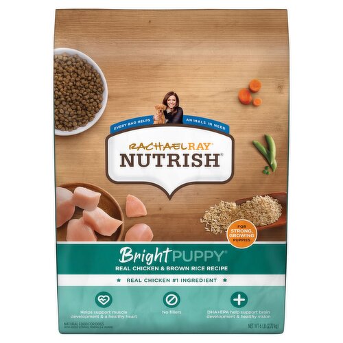 Rachael Ray Nutrish Bright Puppy Real Chicken & Brown Rice Recipe Natural Food for Dogs, 6 lb