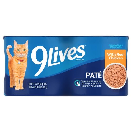 9Lives Pate with Real Chicken Cat Food, 5.5 oz, 4 count