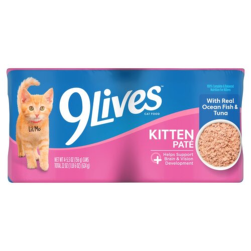 9Lives Kitten Pate with Real Ocean Fish & Tuna Cat Food, 5.5 oz, 4 count