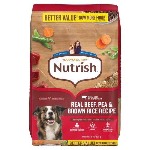Rachael Ray Nutrish Real Beef, Pea & Brown Rice Recipe Dry Dog Food Better Value, 30 lb