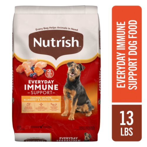 Nutrish Chicken, Salmon, Blueberry & Pumpkin Recipe Everyday Immune Support Dog Food, Adult, 13 lb 
