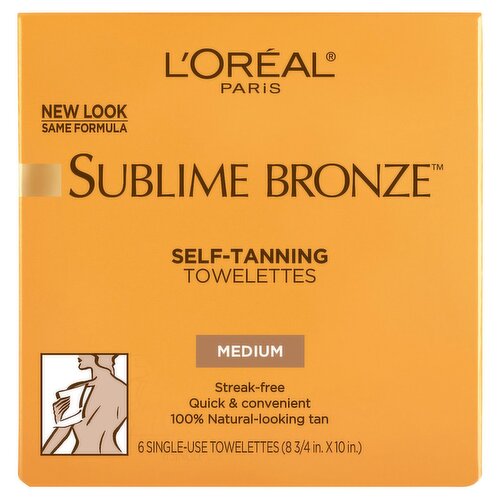 L'Oreal Paris Sublime Bronze Sunless Self-Tanning Towelettes, Streak Free, 6 kit