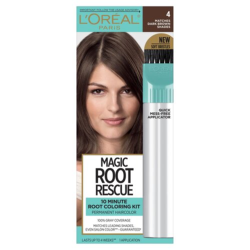 L'Oréal Paris Magic Root Rescue 4 Matches Dark Brown Shades Permanent Haircolor, 1 application